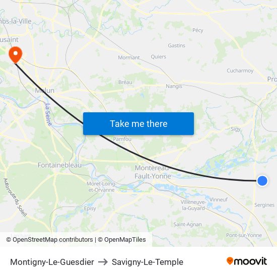 Montigny-Le-Guesdier to Savigny-Le-Temple map