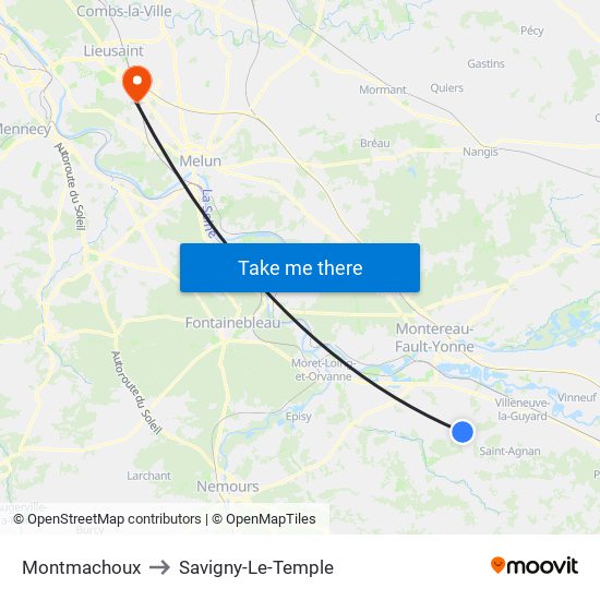 Montmachoux to Savigny-Le-Temple map