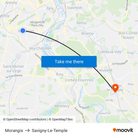 Morangis to Savigny-Le-Temple map