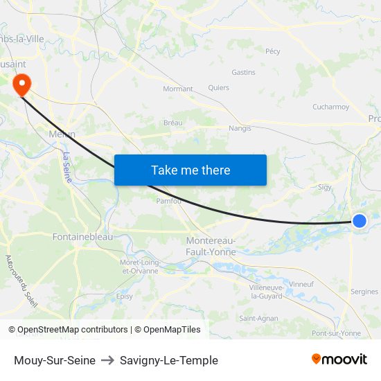 Mouy-Sur-Seine to Savigny-Le-Temple map