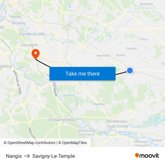 Nangis to Savigny-Le-Temple map