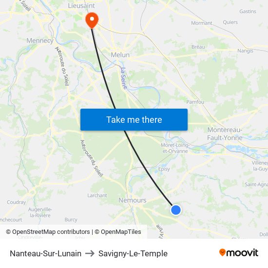 Nanteau-Sur-Lunain to Savigny-Le-Temple map