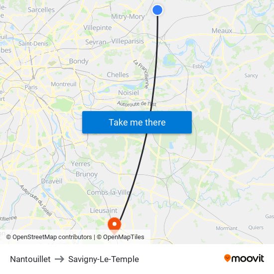 Nantouillet to Savigny-Le-Temple map