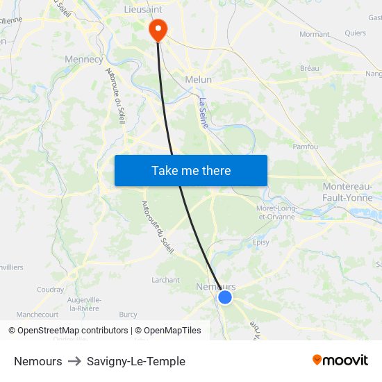 Nemours to Savigny-Le-Temple map