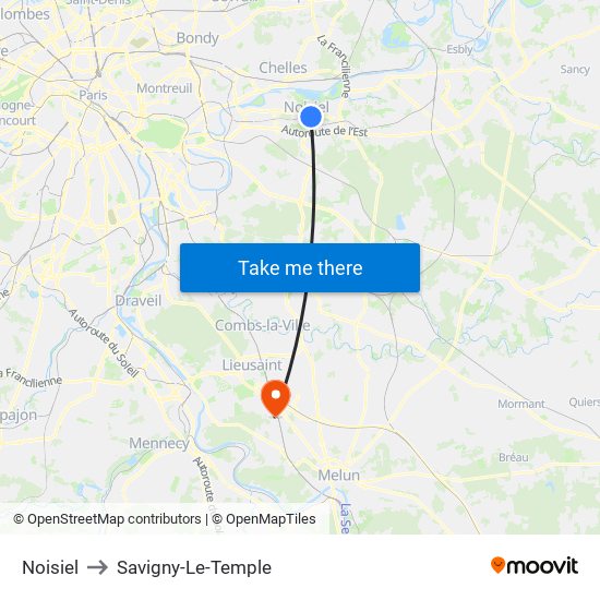 Noisiel to Savigny-Le-Temple map