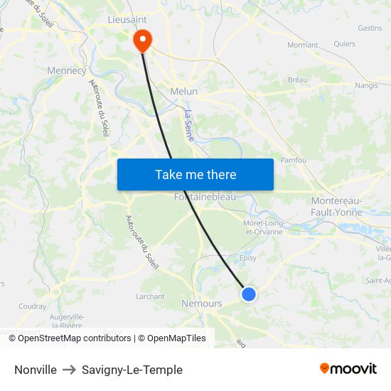 Nonville to Savigny-Le-Temple map