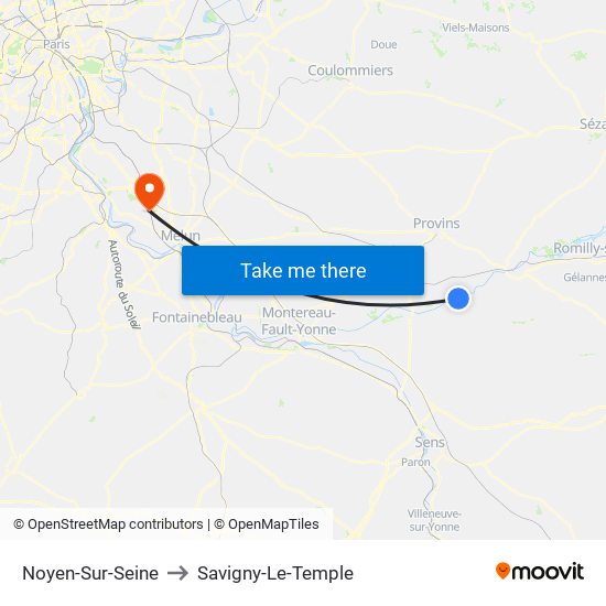 Noyen-Sur-Seine to Savigny-Le-Temple map