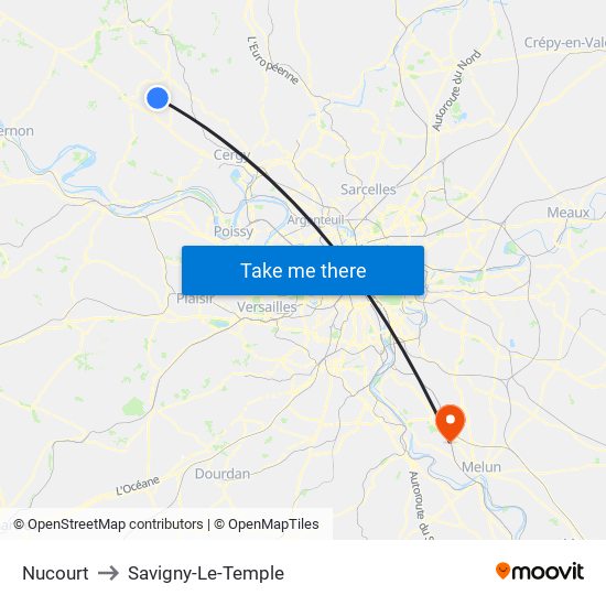 Nucourt to Savigny-Le-Temple map