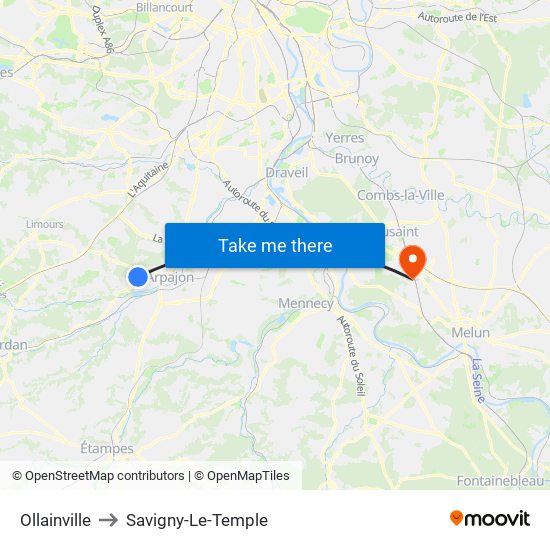 Ollainville to Savigny-Le-Temple map