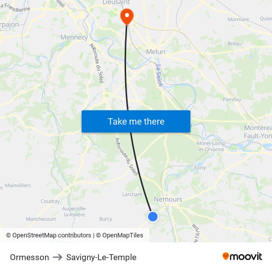 Ormesson to Savigny-Le-Temple map