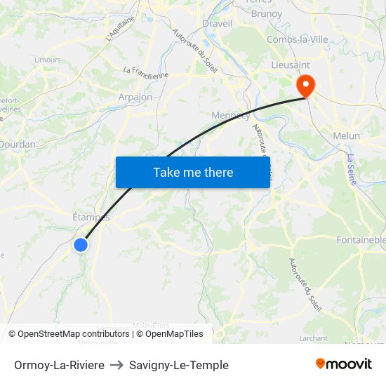 Ormoy-La-Riviere to Savigny-Le-Temple map