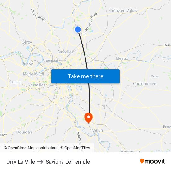 Orry-La-Ville to Savigny-Le-Temple map