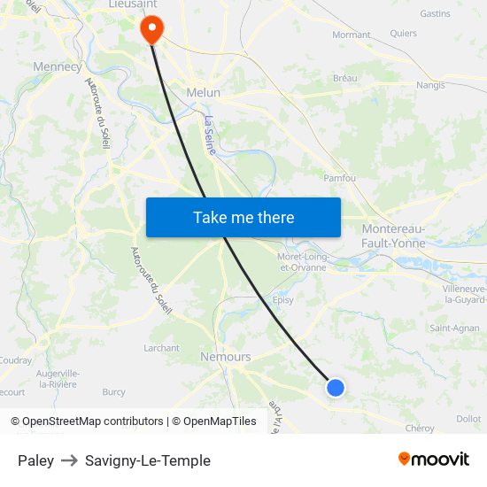 Paley to Savigny-Le-Temple map