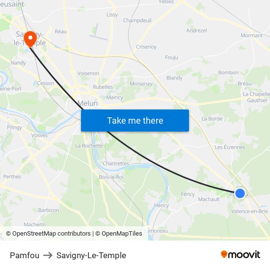 Pamfou to Savigny-Le-Temple map