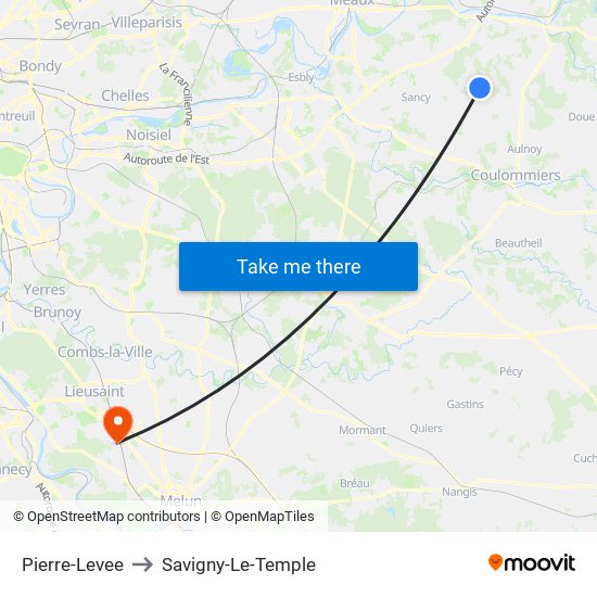 Pierre-Levee to Savigny-Le-Temple map