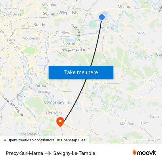 Precy-Sur-Marne to Savigny-Le-Temple map