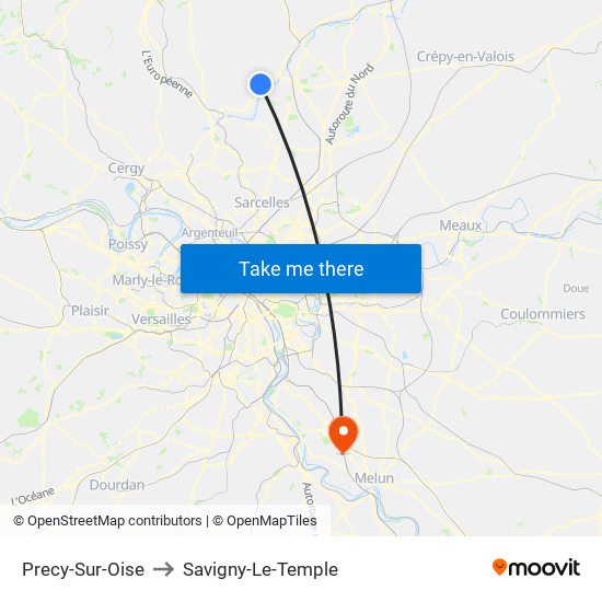 Precy-Sur-Oise to Savigny-Le-Temple map