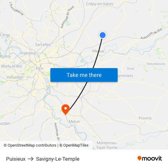 Puisieux to Savigny-Le-Temple map