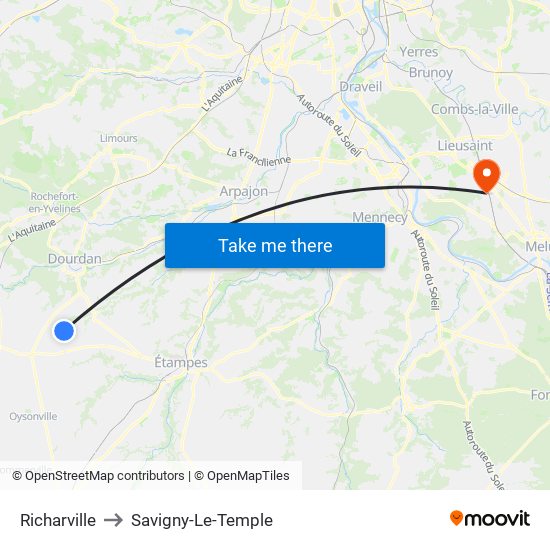 Richarville to Savigny-Le-Temple map