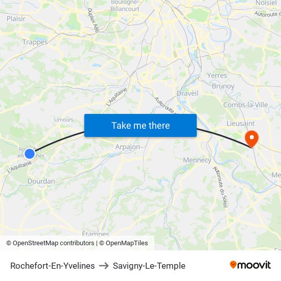 Rochefort-En-Yvelines to Savigny-Le-Temple map