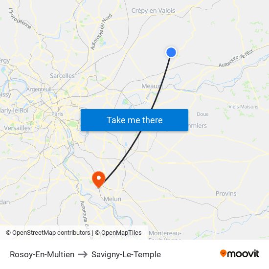 Rosoy-En-Multien to Savigny-Le-Temple map