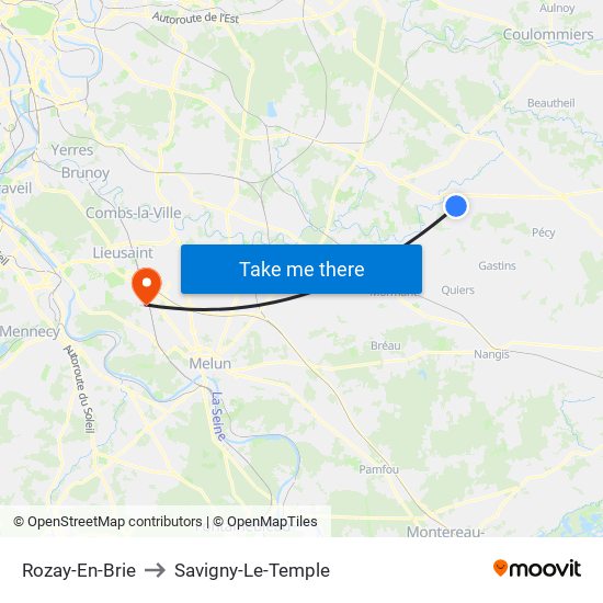 Rozay-En-Brie to Savigny-Le-Temple map