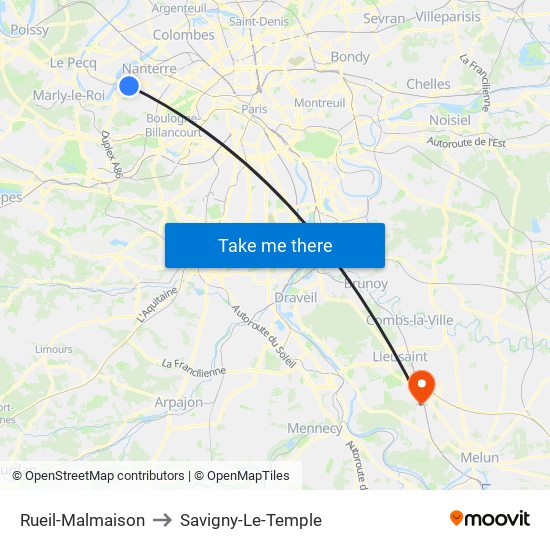 Rueil-Malmaison to Savigny-Le-Temple map