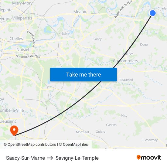Saacy-Sur-Marne to Savigny-Le-Temple map