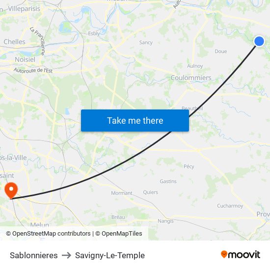 Sablonnieres to Savigny-Le-Temple map