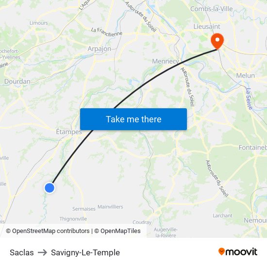 Saclas to Savigny-Le-Temple map