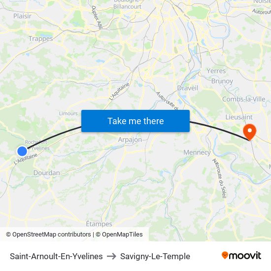 Saint-Arnoult-En-Yvelines to Savigny-Le-Temple map