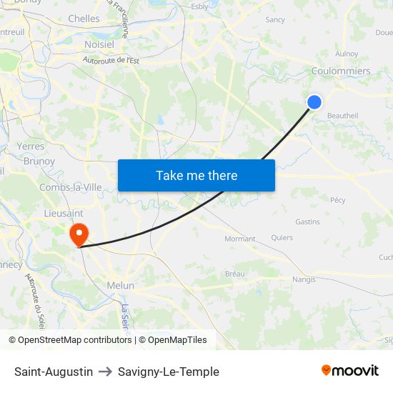Saint-Augustin to Savigny-Le-Temple map