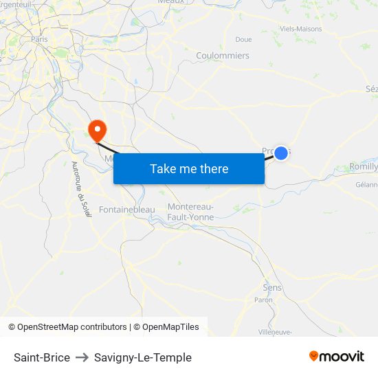 Saint-Brice to Savigny-Le-Temple map