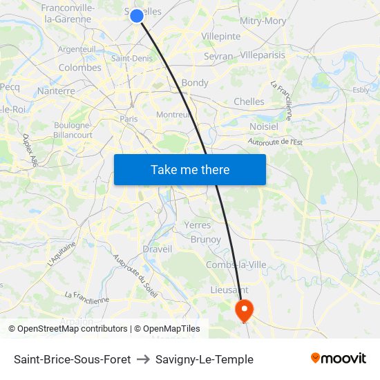 Saint-Brice-Sous-Foret to Savigny-Le-Temple map