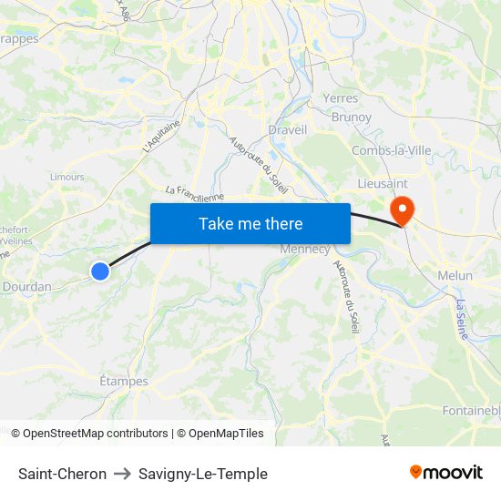 Saint-Cheron to Savigny-Le-Temple map