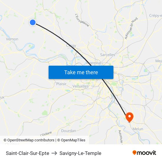 Saint-Clair-Sur-Epte to Savigny-Le-Temple map