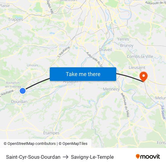 Saint-Cyr-Sous-Dourdan to Savigny-Le-Temple map