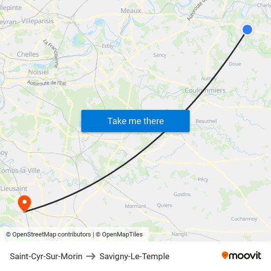 Saint-Cyr-Sur-Morin to Savigny-Le-Temple map