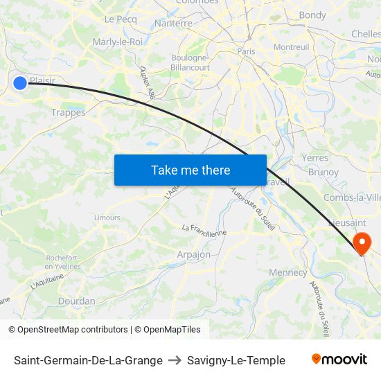 Saint-Germain-De-La-Grange to Savigny-Le-Temple map