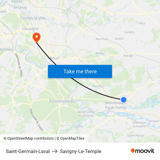Saint-Germain-Laval to Savigny-Le-Temple map