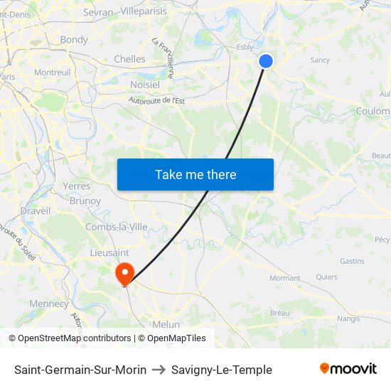 Saint-Germain-Sur-Morin to Savigny-Le-Temple map