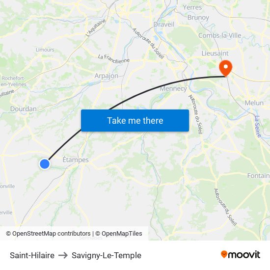 Saint-Hilaire to Savigny-Le-Temple map