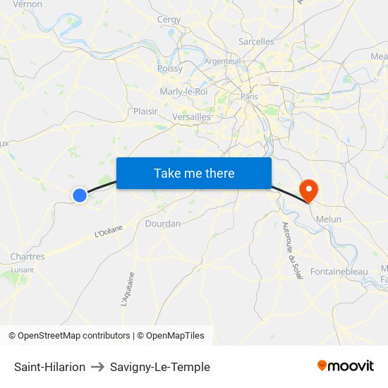 Saint-Hilarion to Savigny-Le-Temple map