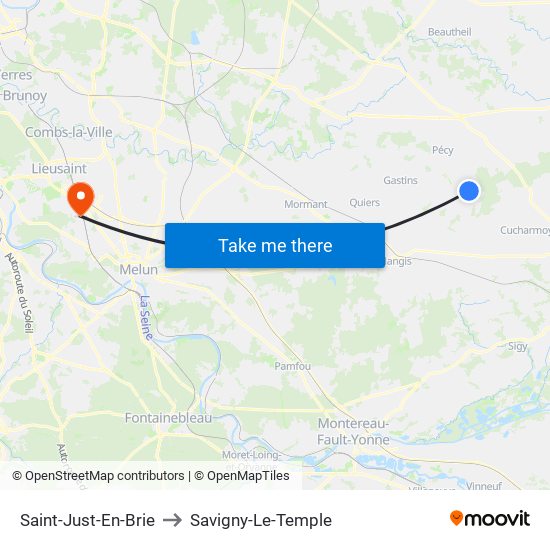 Saint-Just-En-Brie to Savigny-Le-Temple map