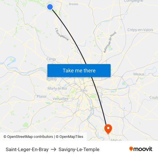 Saint-Leger-En-Bray to Savigny-Le-Temple map