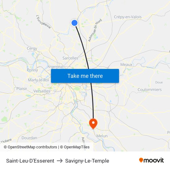 Saint-Leu-D'Esserent to Savigny-Le-Temple map