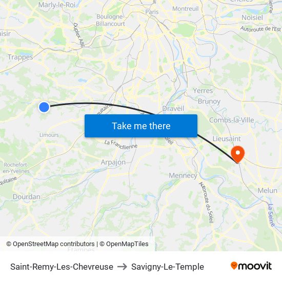 Saint-Remy-Les-Chevreuse to Savigny-Le-Temple map
