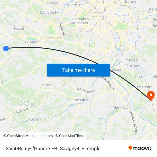 Saint-Remy-L'Honore to Savigny-Le-Temple map