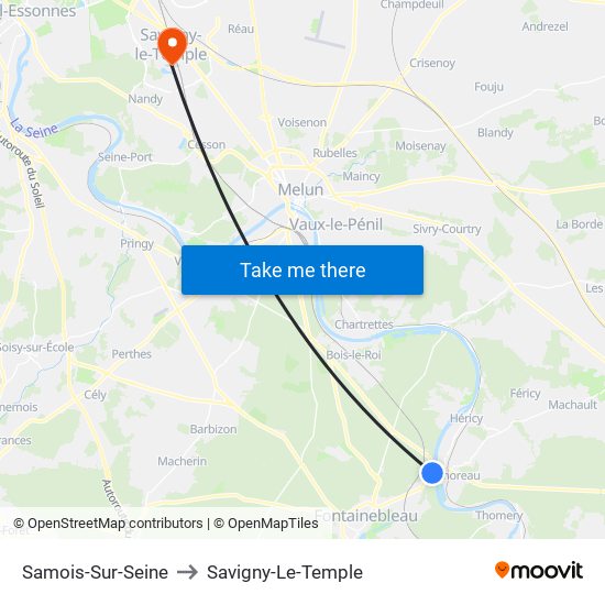 Samois-Sur-Seine to Savigny-Le-Temple map