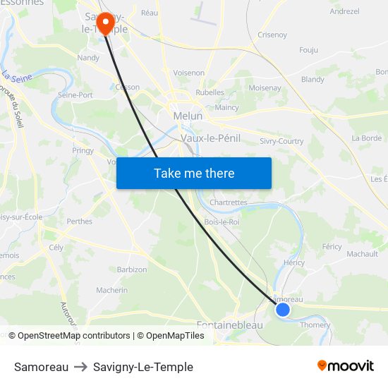 Samoreau to Savigny-Le-Temple map